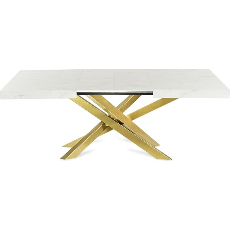 Magnetiline Mobel Avia pikendatav söögilaud elutoa laud köögilaud koos lauaraamiga Orion (Laua raam: kuldne, marmor)
