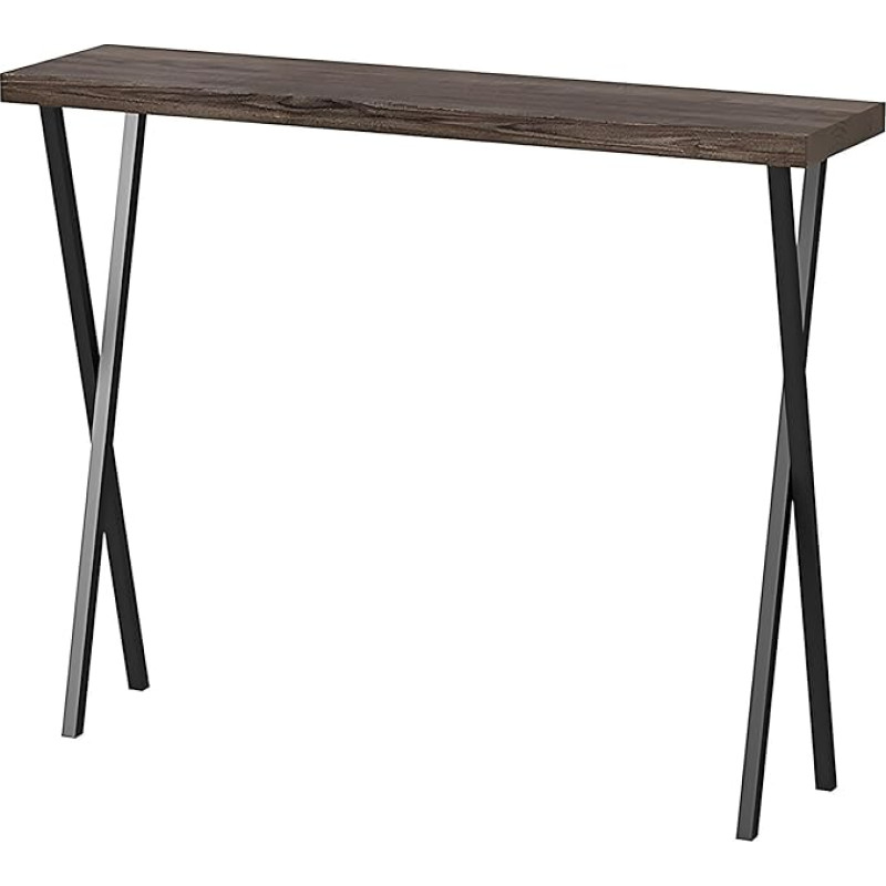 YCYRF tööstuslik konsoollaud, koridoririiul kitsas, 80 cm kõrge sissepääsulaud koridori, kööki, elutuppa, X-kujulised raudjalad, puidust pealispind (110 x 25 x 80 cm / 39 x 10 x 31 tolli)