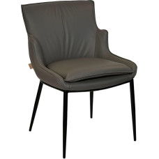 SIX Mugav Lusso ehtne nahast tool - kvaliteetne lehmanahk, kandevõime kuni 150 kg, ergonoomiline, stabiilne, ideaalne söögituppa, kontorisse, konverentsiruumi - Hall