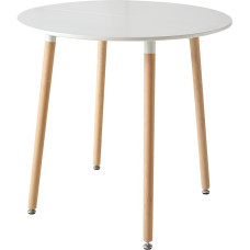 EGOONM Modernne ümmargune söögilaud 2-4 inimesele; kohvilaud, köögilaud puidust jalgadega söögituppa, elutuppa, kontorisse, 80 x 80 x 75 cm, valge (kaks tükki)
