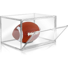 Cutora jalgpalli näidikukast, 2 Pack Clear Acrylic Football Storage Box koos magnetilise ukse ja stendi hoidjaga, suur UV-kaitseklamber, sobib 5