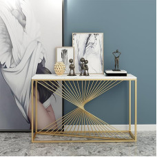 Generisch Industrieller Eingangskonsolentisch mit Metallrahmen - Stilvoller Foyer-Akzenttisch für Wohnzimmer, Flur und Eingangsbereich - Weißes Finish (31,5 x 12 Zoll)