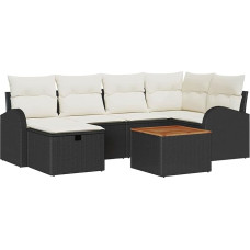 7-teiliges Garten-Sofa-Set mit Kissen Schwarz Poly-Rattan Gartenlounge Model3359509