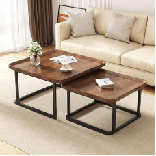 Ruudukujuline kohvilaud elutuppa, 2 tk, pähklipuust kohvilaud koos soonikuga magamistuppa, kontorisse, rõdule, õue (59,7 cm + 49,5 cm, pähkelpuu)