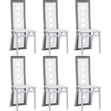 Söögitoolid 6 tükki Köögitooli kõrge seljatugi suur iste söögitoa mööbel elutuba tool PVC nahast köök söögituba aed valge + hall 6 tükki