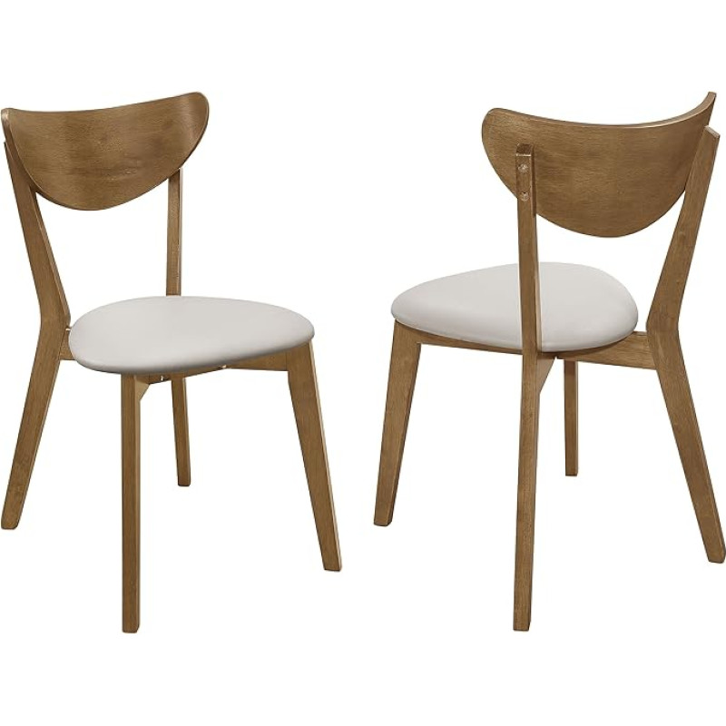 Coaster Home Furnishings Kersey Söögitooli külgtoolid kumerate seljatugedega Off-white ja Chesnut (komplekt 2)