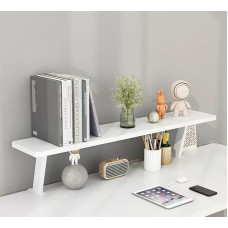 Weißer freistehender Schreibtisch-Organizer - verstellbares Computerregal von 40,6 cm bis 101,6 cm für Zuhause, Schule und Büro - stilvolle und funktsionaalne Schreibtischdekoration, platzsparende Lösung