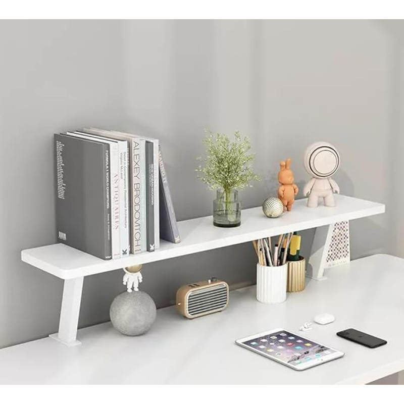 Weißer freistehender Schreibtisch-Organizer - verstellbares Computerregal von 40,6 cm bis 101,6 cm für Zuhause, Schule und Büro - stilvolle und funktsionaalne Schreibtischdekoration, platzsparende Lösung