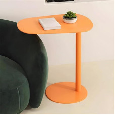 Oranž kohvilaud, C-kujuline metallist küljelaud diivanile, diivanile ja voodile, ümmargused kohvilaudad, minimalistlikud kokteililaudad ümmarguse alusega elutuppa (oranž, 21