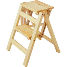2-Stufen-Hocker, Massivholz, multifunktionaler Klappstuhl für den Innenbereich, Kletterleiter, Holzregal, maksimaalne koormus 150 kg