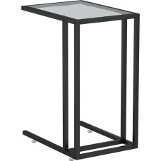 Gecheer C-kujuline kohvilaud Klaasist sülearvutilaud Kohvilaud Diivanilaud Must 50 x 35 x 65 cm