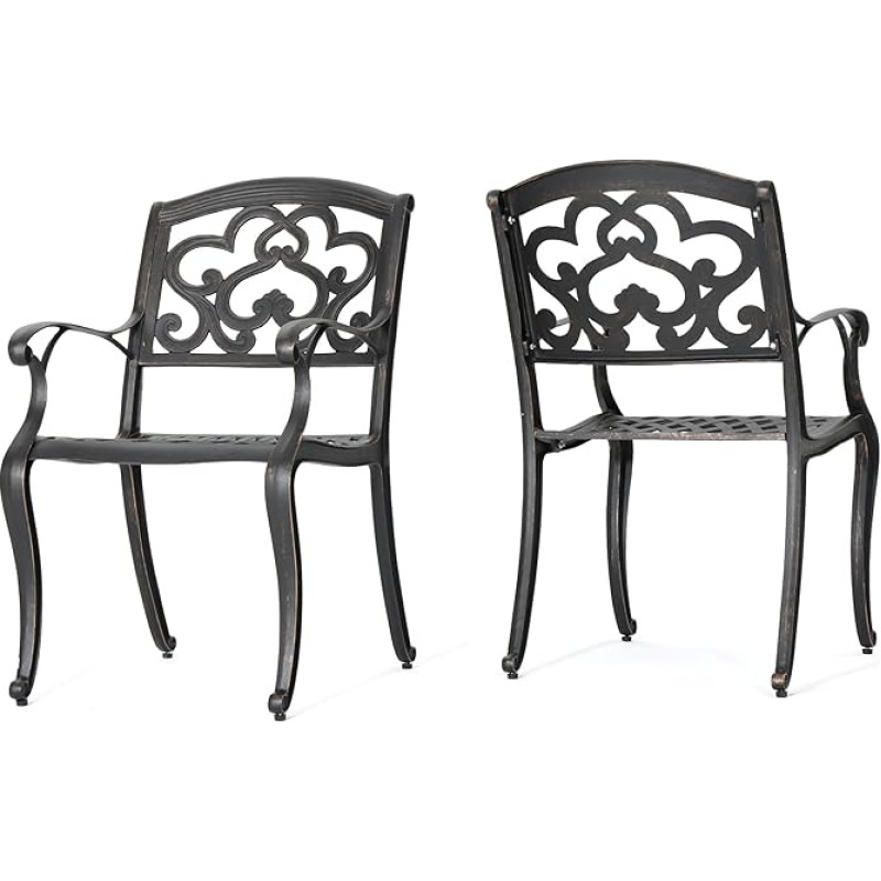 Christopher Knight Home Augusta 300680 Valatud alumiiniumist söögitoolid, 2 tk, Patine Copper