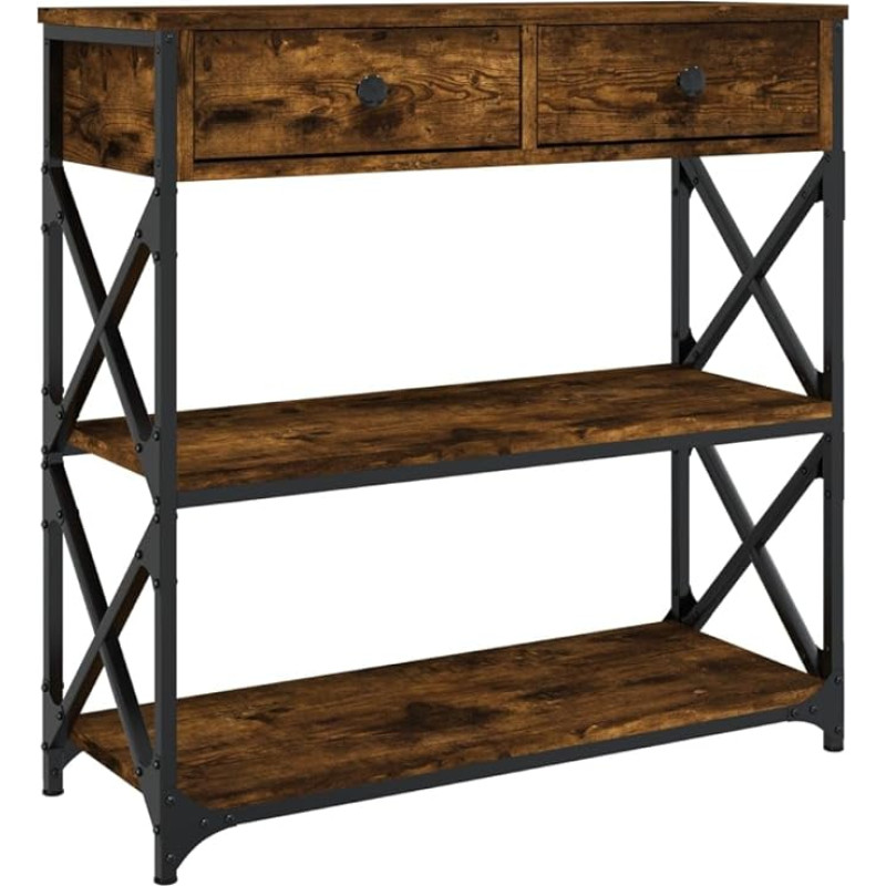 vidaXL konsoollaud, küljelaud, millel on palju hoiuruumi, elutoa laud reguleeritavate jalgadega, hoiulaud, koridorilaud, suitsutatud tammepuust materjalist