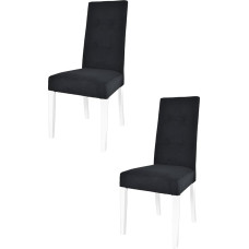 Tommychairs - 2 toolist koosnev komplekt Nicole kaasaegsed toolid kööki ja söögituppa, vastupidav struktuur lakitud pöögipuidust, valge polsterdusega ja musta sametiga kaetud.