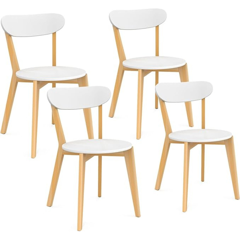 IDMarket - 4 Freja Skandinaavia söögitooli kahe tooniga valge ja puidust komplekt