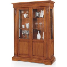 Mar.c.a. Design - Elegantne elutoa papplipuust, kristallklaasist, tume, pähklipuust, 2 uksega, mööblitaoline Bad Made in Italy, mõõtmed 155 x 48 x 210 (484)