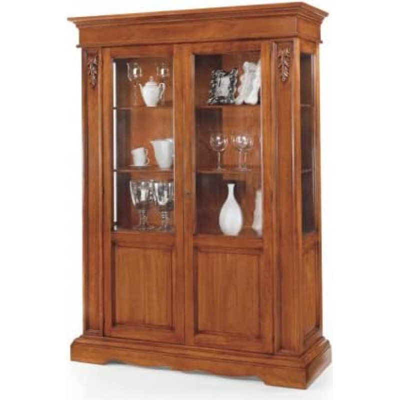 Mar.c.a. Design - Elegantne elutoa papplipuust, kristallklaasist, tume, pähklipuust, 2 uksega, mööblitaoline Bad Made in Italy, mõõtmed 155 x 48 x 210 (484)