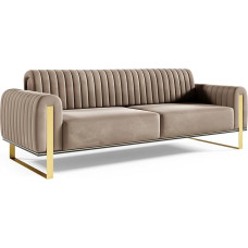 FURNISTAR Premium Pier 3-kohaline diivan, Glamour disain, polsterdatud diivan pööratava seljatoega, diivan, diivanikomplekt, elutuba, kuldsed metalljalad, veluurkangas, cappuccino