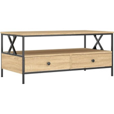 vidaXL kohvilaud, küljelaud, millel on palju hoiuruumi, elutoa laud, metallist raamiga diivanilaud, laud, kohvilaud, teelaud, Sonoma tammepuust materjalist.