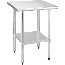 Hally valamud ja lauad H roostevabast terasest ettevalmistus- ja töölaud, 24 x 24 tolli, NSF kaubanduslik raskekaaluline laud koos riiuli ja tsingitud jalgadega restorani, koju ja hotelli jaoks