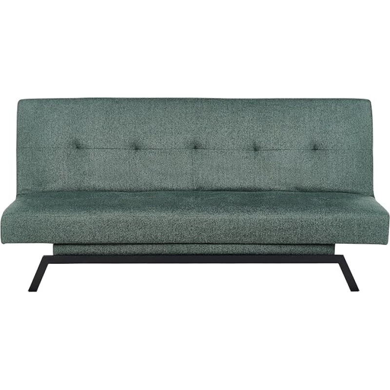 Beliani Leeds Minimalistlik diivanvoodi Roheline polüestrist metalljalad