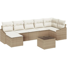 Rantry 8-teiliges Garten-Sofa-Set mit Kissen Braun Poly-Rattan Gartenlounge Model3346821