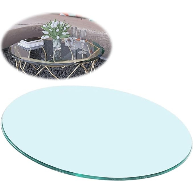 Tischplatte aus gehärtetem Glas - runde Ersatzplatte, selge Glas-Esstischplatte, 35 cm, 55 cm, 68 cm, 80 cm, 100 cm, elegant, perfekt für Heimdekoration