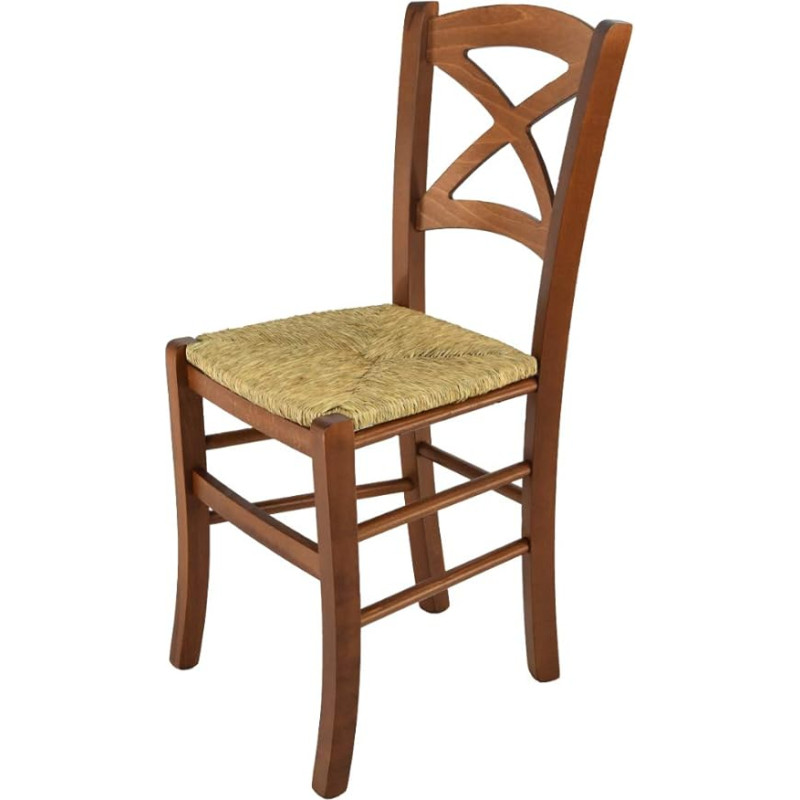 t m c s Tommychairs Risttool kööki ja söögituppa, vastupidav struktuur lakitud pöögipuidust, helepähklipruun ja õlgkattega iste