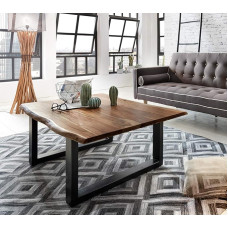 SAM Ida kohvilaud, ehtne puu serva, tahke akaatsiapuidust kohvilaud, metallist jalad, puu serva laud