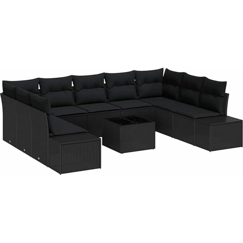 Rantry 10-teiliges Garten Sofa Set mit Kissen in Beige aus Poly Rattan Gartenlounge Model3355902