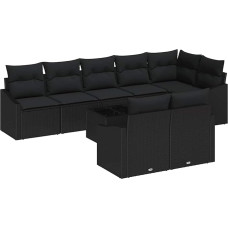 Rantry Garten-Sofa-Set 9-teilig Schwarz Rattan, polüester Outdoor-Sofa Gartenlounge Model3346783
