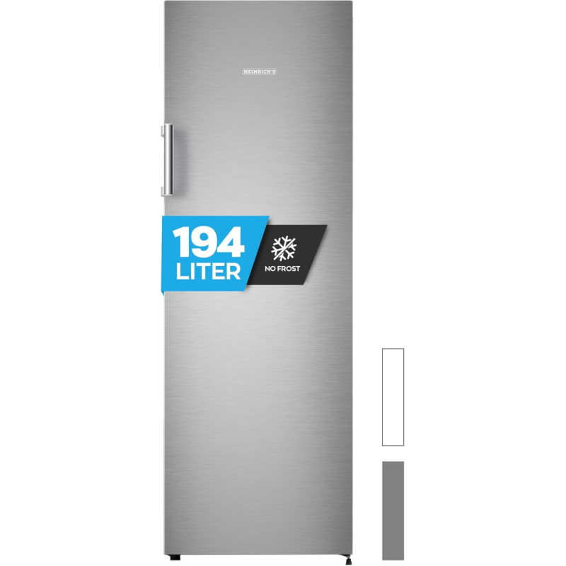 Heinrich´s Freezer 194 Litres, Temperature: -14 °C ~ -24 °C, Freezer, No-Frost Protection, 5x Freezer Drawer + 1x Freezer, LED Display, Airflow, Interchangeable Door Hinge, Alarm Function, Inox