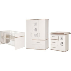 roba Pia Children's Furniture Set 3 Pieces Including Cot 70 x 140 cm Changing Table Wardrobe White