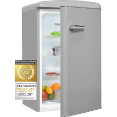 Exquisit Retro Fridge RKS120-V-H-160F Grey, 122 L Volume, Fridge Retro Freestanding, Door Shelves & Glass Shelves, LED Light