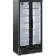 Royal Catering RC-BC004 Drinks Fridge 458 L Black Powder Coated Steel Bottle Fridge Fridge with Glass Door Drinks Fridge with Glass Door