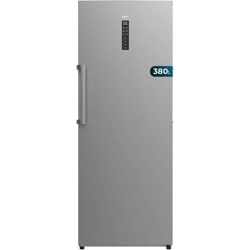 Cecotec Vertical Frezer Bolero CoolMarket UF 380 Inox D. 1950W, XL Capacity 380L, Class D, Inverter Plus Motor, Total No Frost, Display Door, Convertible to Refrigerator, Multi Airflow