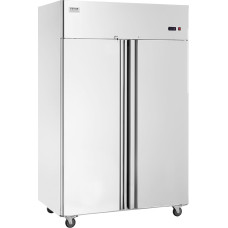 VEVOR Commercial Freezer 1100 L, 2 Door Freezer, Stainless Steel Freezer with Automatic Defrosting, 6 Adjustable Shelves, Temperature Control from -25 to -15 °C and 4 Wheels