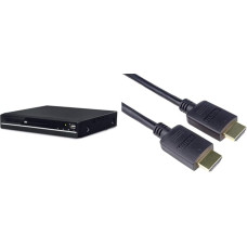 Denver DVH7787 DVD mängija HDMI telerite jaoks, kõik piirkonnad tasuta & PremiumCord 4K High Speed Certified HDMI 2.0b kaabel M/M 18Gbps koos Ethernetiga, must, 1,5 m