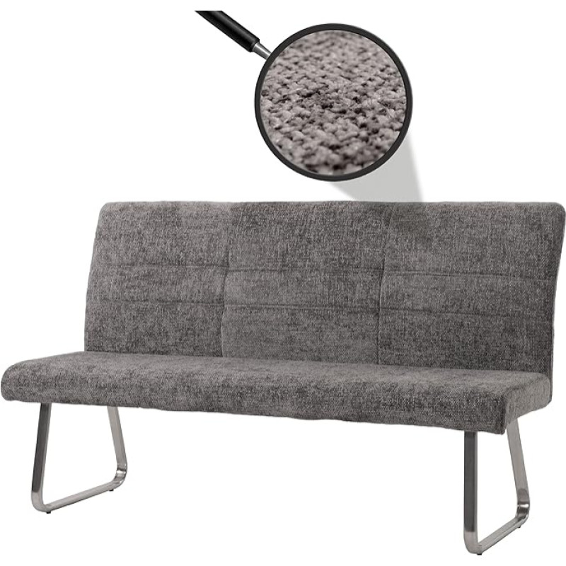 HWC-G55 Söögitoa pink harjatud roostevabast terasest Kangas / tekstiil Chenille Öko-Tex 180 cm tumehall