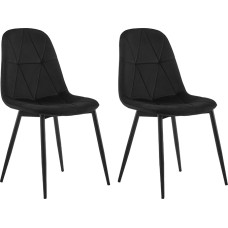 Lestarain Söögitooli komplekt 2 tooli koos seljatoega söögitoa kööki elutuppa köögitoolid pehmendusega sametkattega metallist ergonoomiline disain must