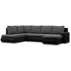 Mebligo - Foresta nurgadiivan magamisfunktsiooniga ja 3 voodikastiga 300 x 89 x 200 cm (B x K x S) tumehall + must - Ottomani vasakpoolne nurgadiivan, U-kujuline, diivanid, diivanid ja diivanid, nurgadiivanid, elutuba