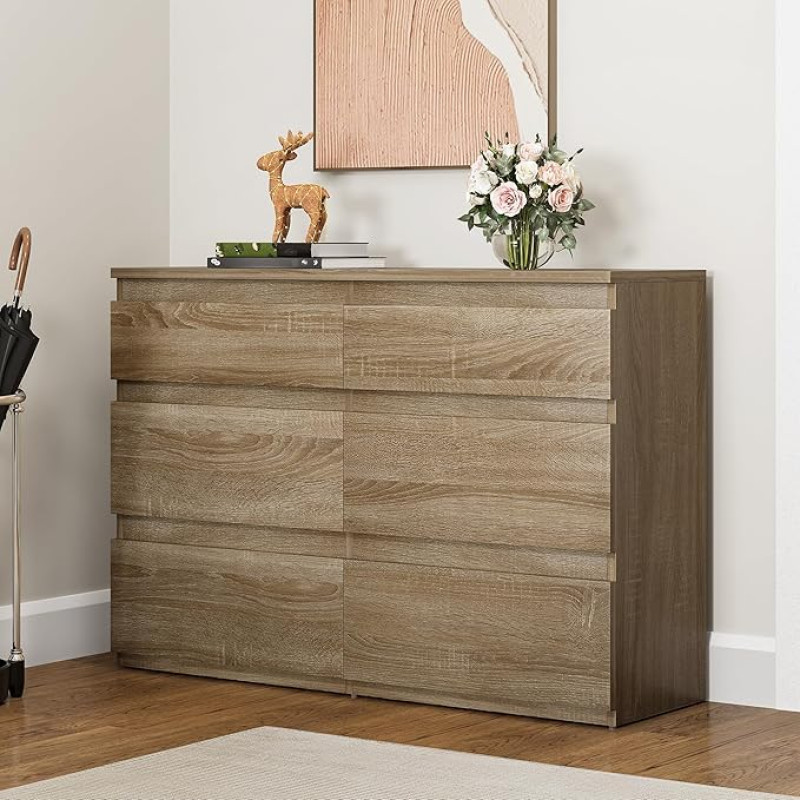 YITAHOME Sonoma 6 sahtliga kapp, kapp Magamistoa kapp Esikusahtlitega kapp Kõrge sahtlikapp puidust 100 x 30 x 70 cm (Sonoma)