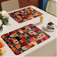 WUPNGS lauakomplektid Farbgitter-Tischsets for Tisch, PVC-Tischsets, hitzebeständige Isolier-Tischsets, 4er-Set, Fleckenschutz