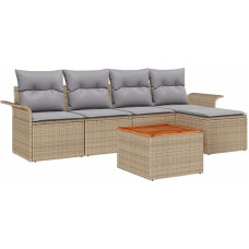 Rantry Garden Diivan komplekt 6-osaline beež ja hall rotangist ja kangast aiasaal Model3347315