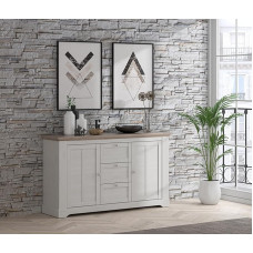 Forte ILOPPA 3 sahtlit ja 2 ust, puitmaterjal, lumine tamm / Nelson tamm, laius x kõrgus x sügavus: 160 x 92,5 x 44,3 cm.