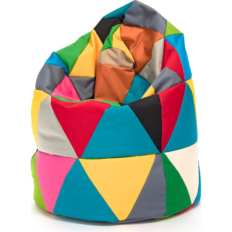 Ecopuf Bean Bag L Patchwork - õues ja siseruumides kasutatav polüestrist kott, mis on varustatud kadumisvastase tõmblukuga - 70 x 110 cm