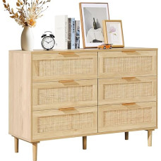 VEVOR rotangist kapp 6 sahtlitega looduslik kapp organiseerimiseks ja hoiustamiseks, kapp koos tugevate käepidemete ja jalgadega