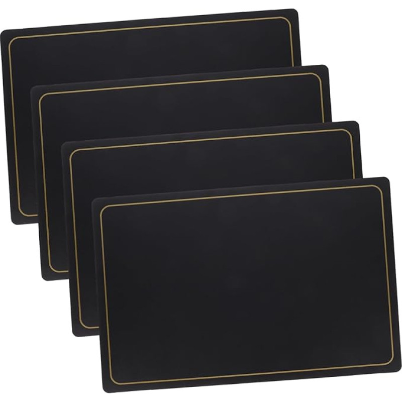 SOLUSTRE 4 Stück Teiliges PU Tischset rutschfest Hitzebeständig Wasserabweisend Platzdeckchen für Esstisch Leicht zu Reinigen Schwarzes Design