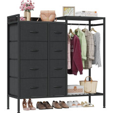 OYRREU sahtli kapp 8 riidest sahtli ja riidepuudega, sahtli kapp koos kingariiuliga, riiete hoiukappide mööbel, ruumi säästmine magamistuppa, ühiselamusse, elutuppa, koridori, musta värvi.