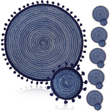 EPIGEIST 6 Stück Teiliges Runde Tischsets Winter Nordic Stil rutschfeste Hitzebeständige Dinner Tassenuntersetzer Øcm Øcm Dekorative Platzmatten für Drinnen und Draußen
